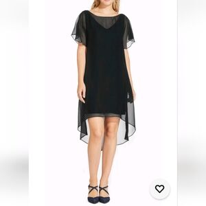 Adrianna Papell Women Black Chiffon Overlay Cocktail Dress XS Sheer NWT